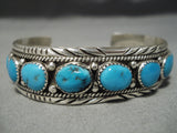Superior Vintage Native American Navajo Blue Turquoise Sterling Silver Bracelet-Nativo Arts