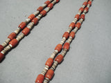 Native American Rare Huge Tubed Coral Santo Domingo Shell Sterling Silver Necklace-Nativo Arts