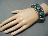 Astonishing Vintage Native American Navajo Old Kingman Turquoise Sterling Silver Bracelet-Nativo Arts
