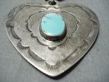 Exquisite Vintage Native American Navajo Turquoise Sterling Silver Heart Pendant Old-Nativo Arts