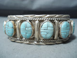 One Of The Best Vintage Native American Navajo Inlaid Turquoise Sterling Silver Bracelet-Nativo Arts