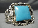 Magnificient Vintage Native American Navajo Old Kingman Turquoise Sterling Silver Bracelet-Nativo Arts