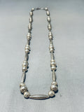 Awesome Vintage Native American Navajo Sterling Silver Handcarved Beads Necklace-Nativo Arts