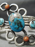 Museum Vintage Native American Navajo Swirling Persin Turquoise Sterling Silver Bracelet Old-Nativo Arts