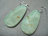 Native American Stunning Santo Domingo Royston Turquoise Large Slab Sterling Silver Earrings-Nativo Arts