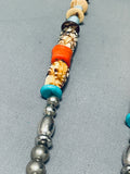 Rare Longer 32 Inch Vintage Navajo Turquoise Sterling Silver Necklace-Nativo Arts