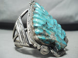 Albert Platero Vintage Leaf Turquoise Native American Navajo Sterling Silver Bracelet-Nativo Arts