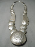 One Of The Best Hand Tooled Flat Bead Sterling Silver Native American Navajo Vintage Necklace-Nativo Arts