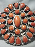One Of The Finest Vintage Native American Navajo Coral Sterling Silver Bracelet-Nativo Arts