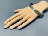 One Of A Kind Native American Navajo Sterling Silver Bangle Bracelet-Nativo Arts