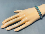 Intricate & Lovely Vintage Native American Zuni Needle Turquoise Sterling Silver Bracelet-Nativo Arts