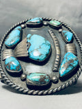 165 Grams Museum Vintage Native American Navajo Morenci Turquoise Sterling Silver Bracelet-Nativo Arts