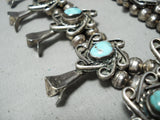 To Die For! Vintage Native American Navajo Turquoise Sterling Silver Squash Blossom Necklace-Nativo Arts
