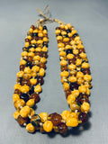 One Of The Most Unique Ever Native American Navajo Yellowstone Amber Necklace-Nativo Arts