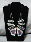 Native American One Of The Best Vintage Santo Domingo Inlay Turquoise Sterling Silver Necklace-Nativo Arts