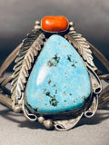 Rare Mine Vintage Native American Navajo Gilber Turquoise Sterling Silver Bracelet-Nativo Arts