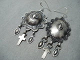 Detailed Navajo Sterling Silver Crosses Earrings Native American-Nativo Arts