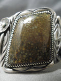 Amazing Vintage Native American Navajo Moss Spiderweb Turquoise Sterling Silver Leaf Bracelet-Nativo Arts