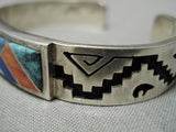 Important Vintage Native American Navajo Earl Plummer Turquoise Inlay Sterling Silver Bracelet-Nativo Arts