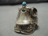 Exceptional Vintage Native American Navajo Saddle Turquoise Sterling Silver Ring-Nativo Arts