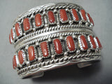 Sensational Navajo Coral Sterling Silver Bracelet Native American-Nativo Arts