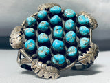 Powerful 140 Gram Vintage Native American Navajo Turquoise Sterling Silver Bracelet-Nativo Arts
