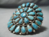 Impressive Vintage Navajo Turquoise Cluster Sterling Silver Bracelet Native American-Nativo Arts
