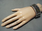 Beautiful Rainbow Turquoise Vintage Native American Navajo Sterling Silver Signed Bracelet-Nativo Arts