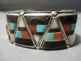 Intricate Vintage Native American Navajo Delbert Watka Turquoise Sterling Silver Bracelet-Nativo Arts