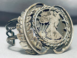 One Of Most Unique Vintage Native American Navajo Sterling Silver Coin Leaf Bracelet-Nativo Arts