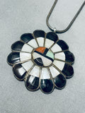 Candace Cook Vintage Native American Zuni Turquoise Inlay Sterling Silver Necklace-Nativo Arts