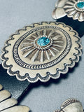 Rare Vintage Native American Hopi Sterling Silver Turquoise Concho Belt-Nativo Arts