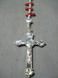 Impressive Navajo Coral Sterling Silver Rosary Necklace Native American-Nativo Arts
