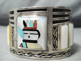 One Of The Best Ever Vintage Native American Zuni Turquoise Sterling Silver Kachina Bracelet-Nativo Arts