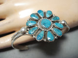 Red Tso Navajo Turquoise Cluster Sterling Silver Bracelet Native American-Nativo Arts