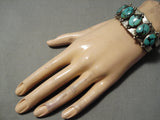 Authentic Vintage Native American Navajo Old Crow Springs Turquoise Sterling Silver Bracelet-Nativo Arts