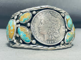Superior Vintage San Felipe Signed Royston Turquoise Silver Dollar Bracelet-Nativo Arts