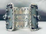 Remarkable San Felipe Pilot Mountain Turquoise Sterling Silver Huge Bracelet-Nativo Arts
