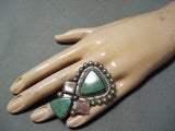 Custom Navajo Native American Turquoise Spiny Oyster Sterling Silver Ring-Nativo Arts