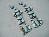 Ester Largo Native American Navajo Pilot Mountain Turquoise Sterling Silver Earrings-Nativo Arts