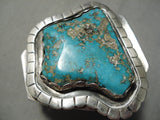 Statement Vintage Native American Navajo Rare Turquoise Sterling Silver Bracelet Old-Nativo Arts