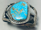 Birds Eye Turquoise Vintage Native American Navajo Sterling Silver Bracelet Old-Nativo Arts