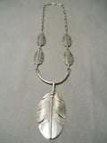 So Detailed Intrciate Native American Navajo Hand Carved Sterling Silver Necklace-Nativo Arts