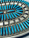 Unbelievable Vintage Native American Zuni Needlepoint Turquoise Sterling Silver Buckle-Nativo Arts