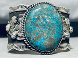 Colossal Native American Navajo Signed Pilot Mountain Turquoise Sterling Silver Bracelet-Nativo Arts