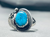 Tight Spiderweb Turquoise Vintage Native American Navajo Sterling Silver Leaf Ring-Nativo Arts