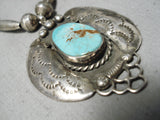 Impressive Vintage Native American Navajo Red Mountain Turquoise Sterling Silver Necklace Old-Nativo Arts