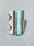 One Of The Most Unique Vintage Native American Zuni Turquoise Sterling Silver Ring-Nativo Arts
