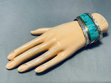 One Of The Most Unique Ever Vintage Native American Navajo Turquoise Sterling Silver Bracelet-Nativo Arts