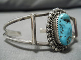 Magnificent Vintage Native American Navajo Sleeping Beauty Turquoise Sterling Silver Bracelet-Nativo Arts